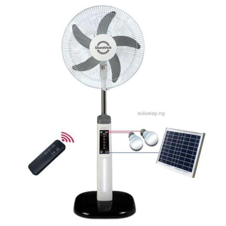 DURAVOLT 3-in-1 16" Solar Rechargeable Standing Fan
